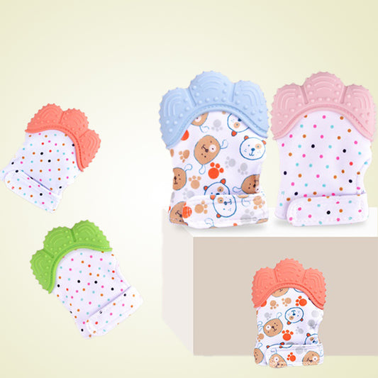 anti-bite silicone molar gloves children's sound toys