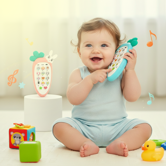 Kids musical phone toy with colorful buttons and animal sounds for early learning