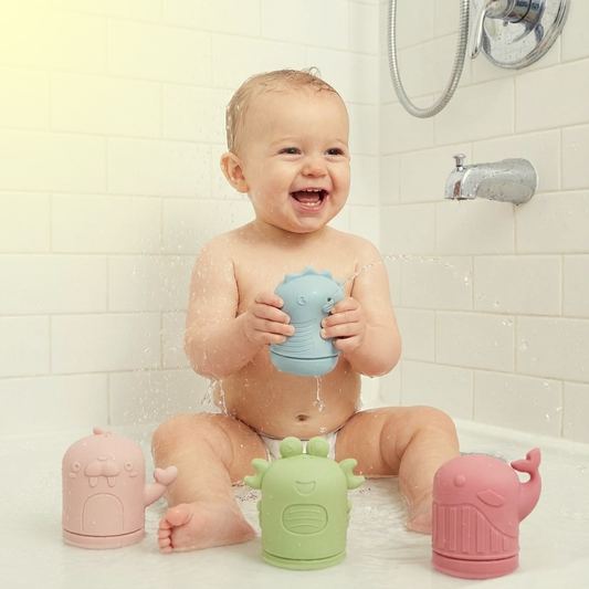 Baby water shower toys set with colorful animal bath toys designed for toddlers and infants