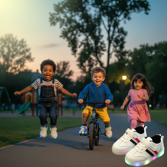 Ickia White LED Sneakers Shoes – Light-Up Kids Sneakers | Comfortable Non-Slip LED Shoes for Boys & Girls