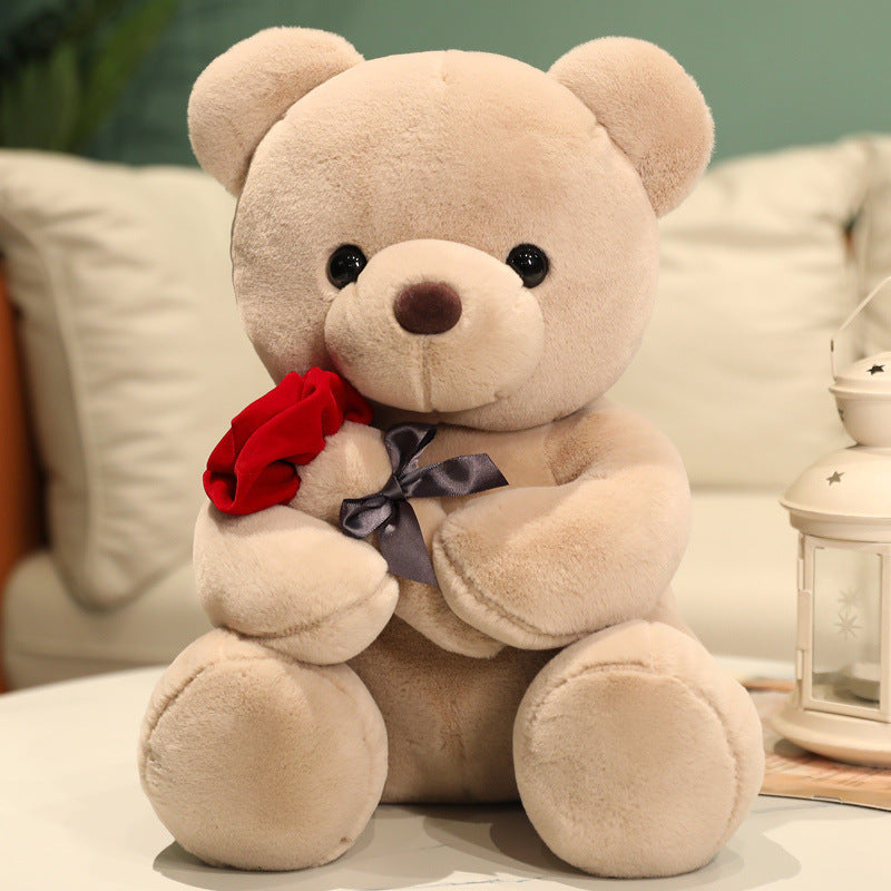 Lovely Hug Roses Teddy Bear Plush Pillow